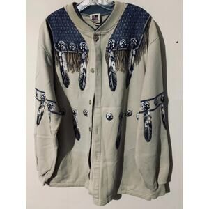 Vintage Art Unlimited Native Aboriginal Art Colorado Cotton Cardigan Men Sz XL